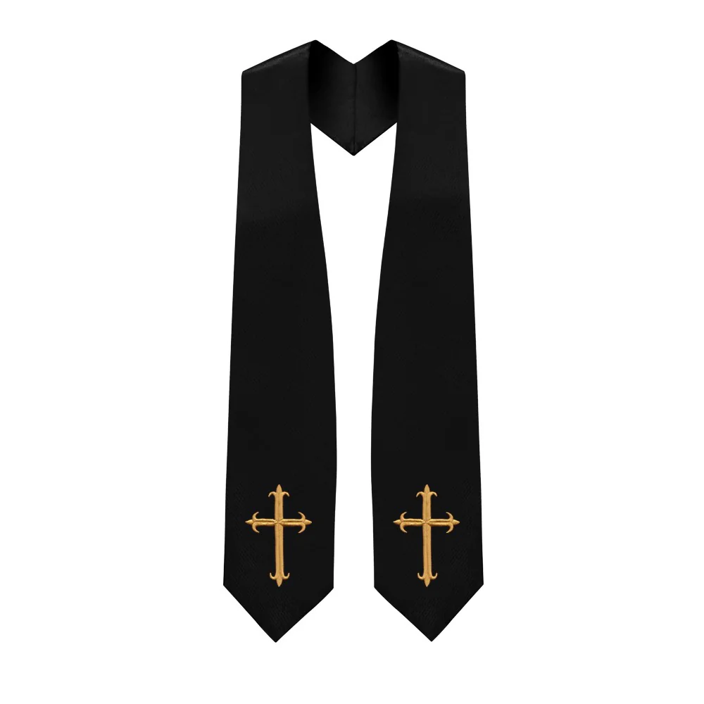 Black Choir Stole with Crosses