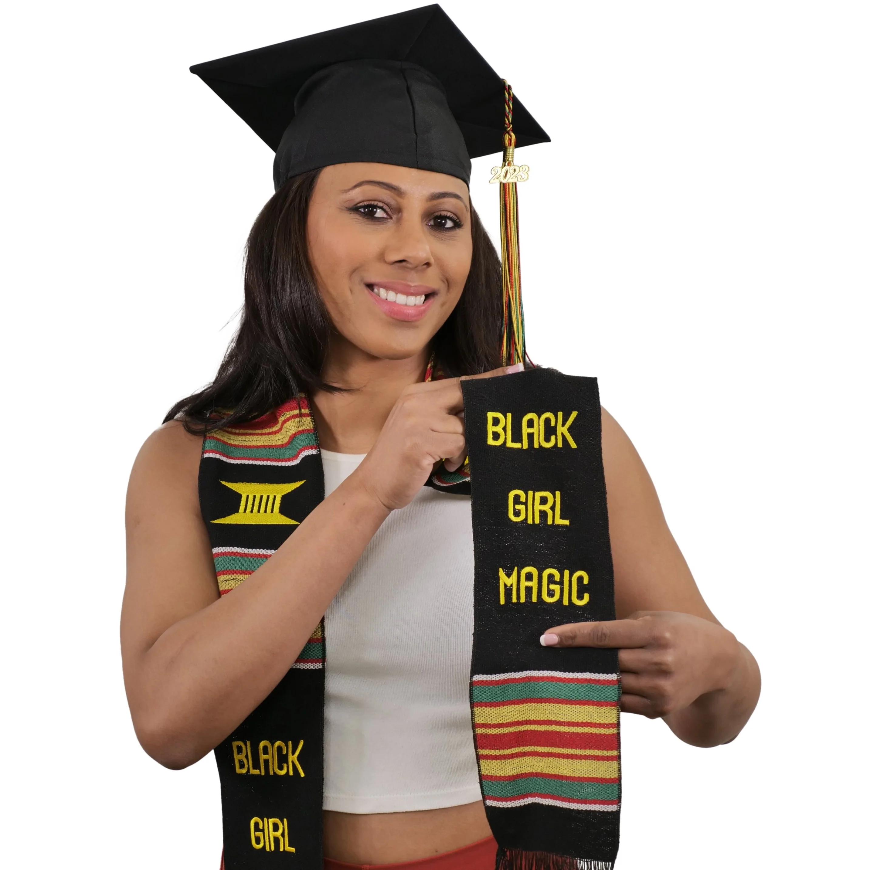 Black Girl Magic Kente Cloth Graduation Stole - Image 4