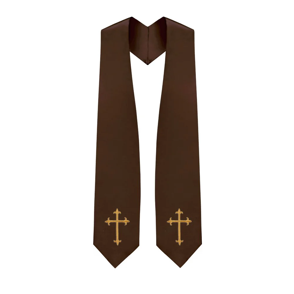 Brown Choir Stole with Crosses