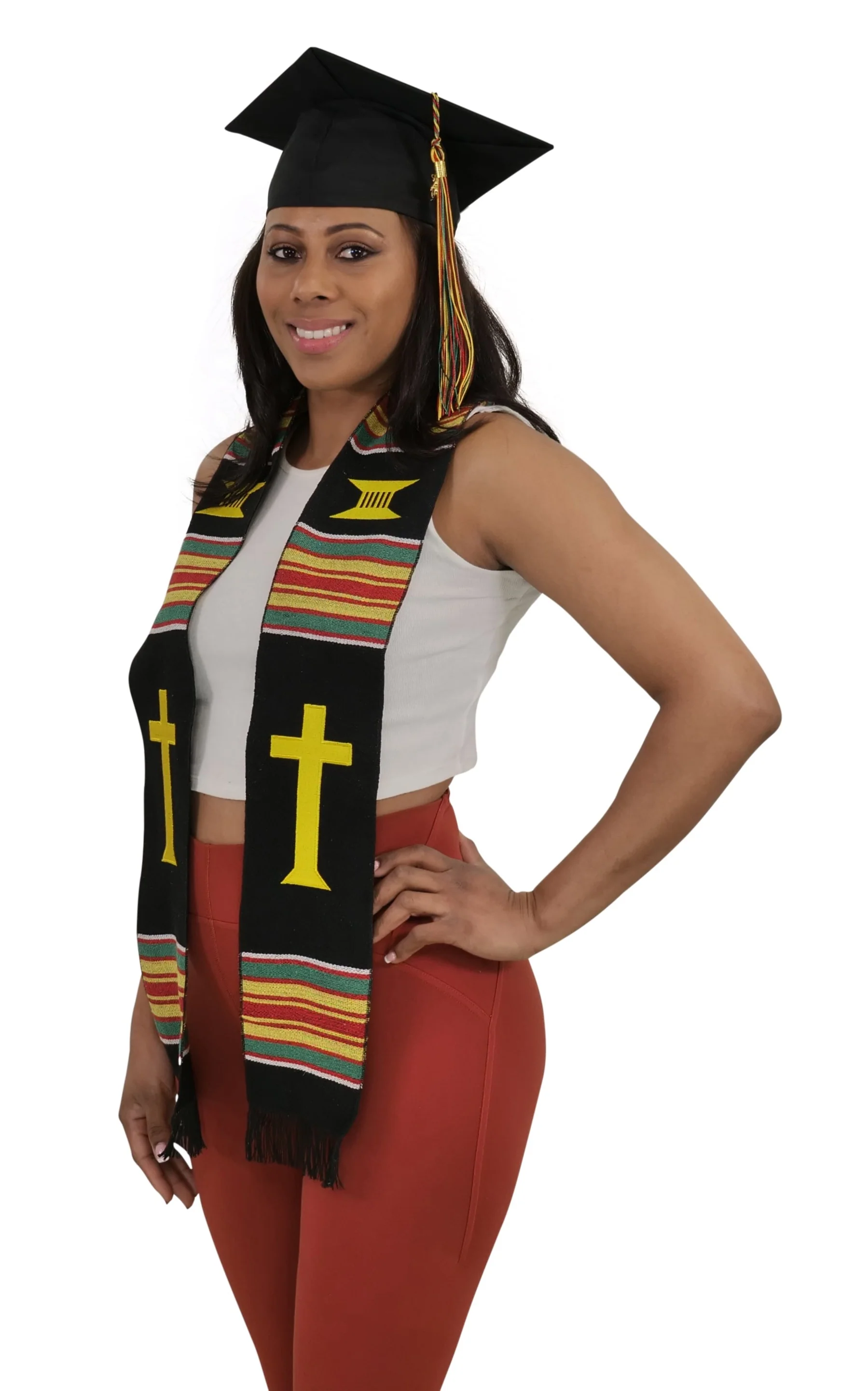Christian Cross Kente Cloth Graduation Stole - Image 3
