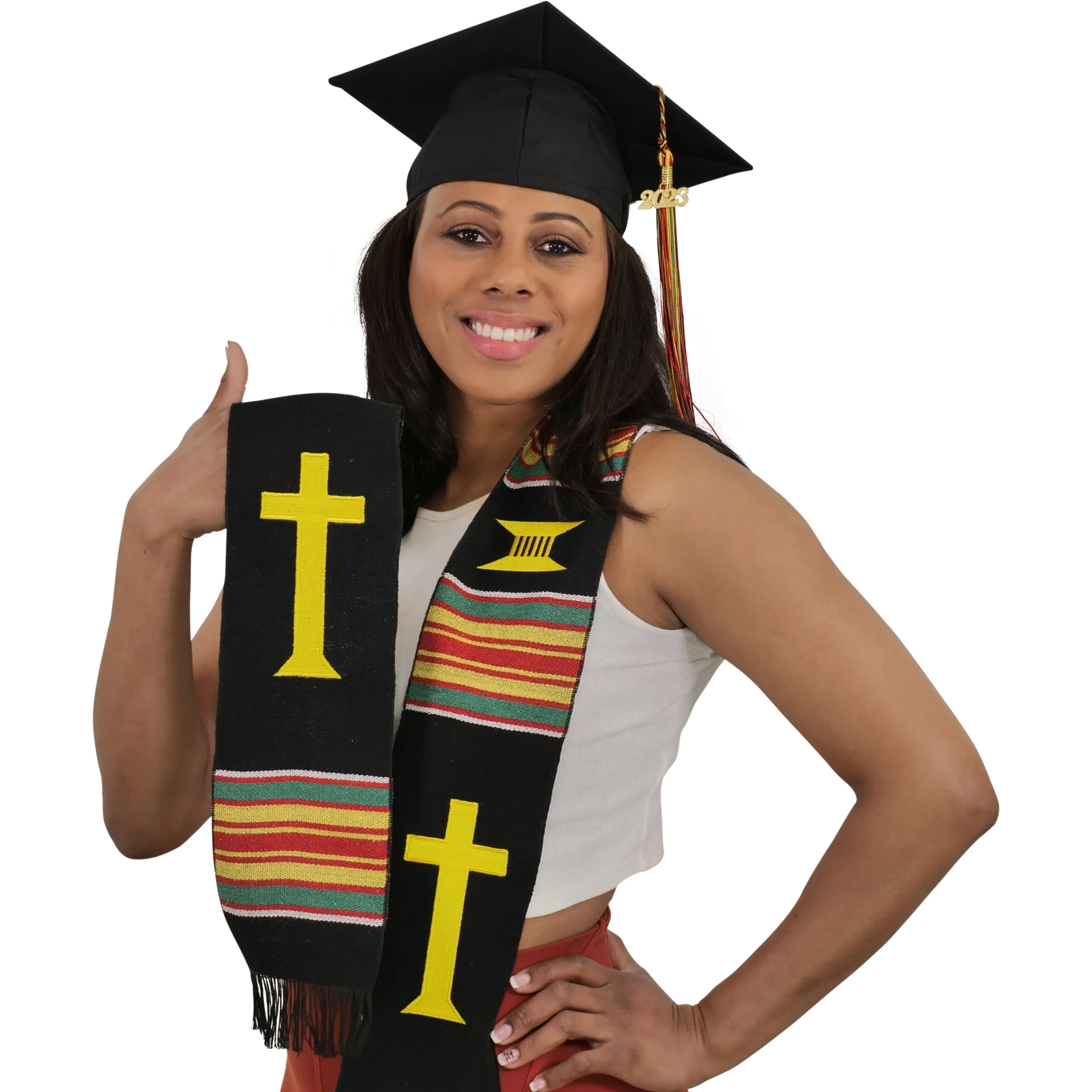 Christian Cross Kente Cloth Graduation Stole - Image 4
