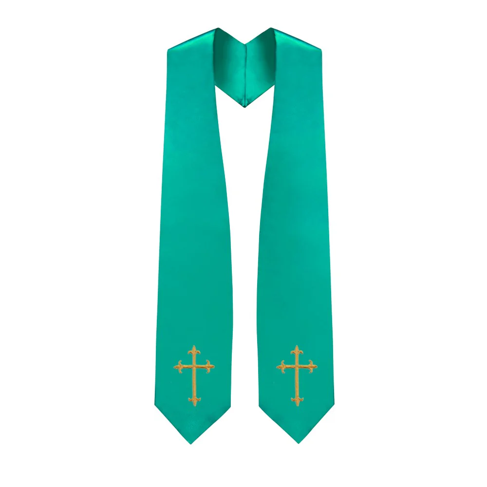 Emerald Green Choir Stole with Crosses