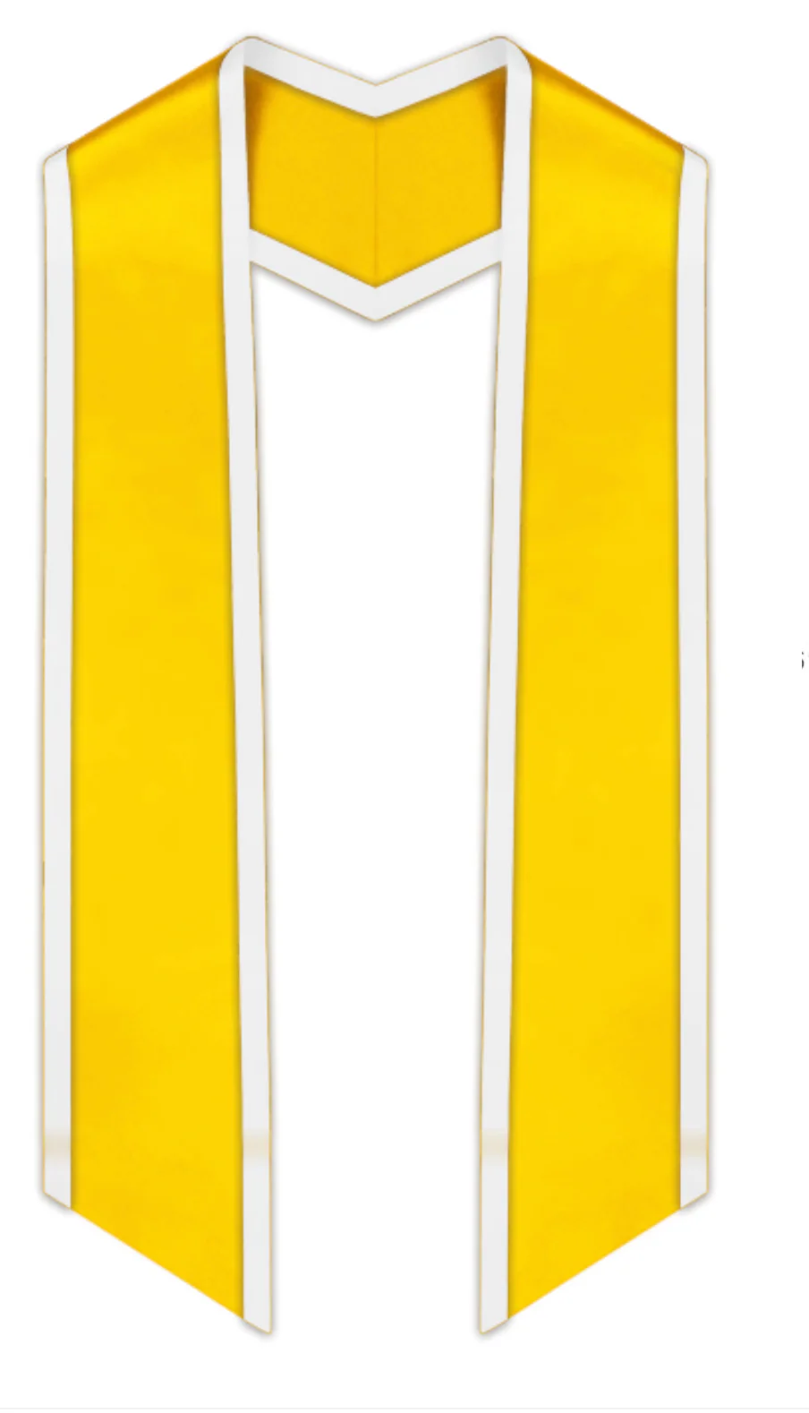 Gold Slanted Graduation Stole with White Trim