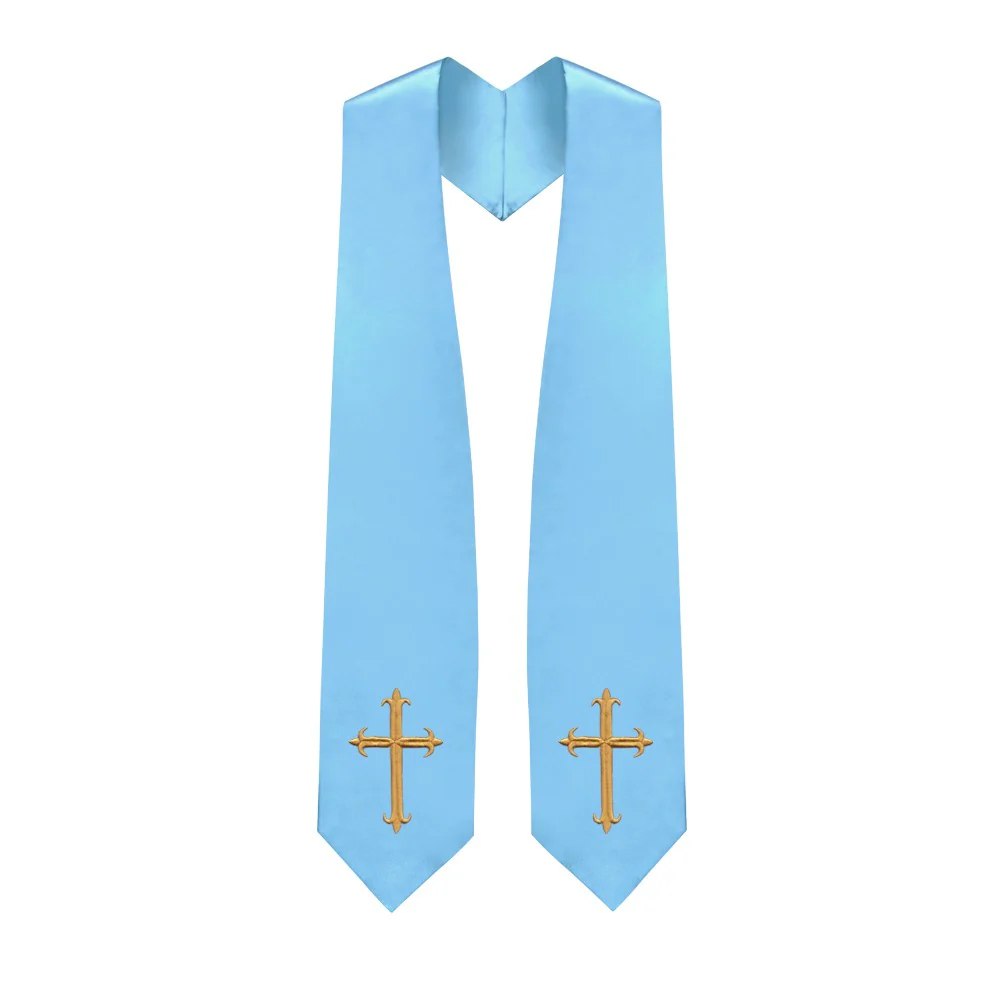 Light Blue Choir Stole with Crosses