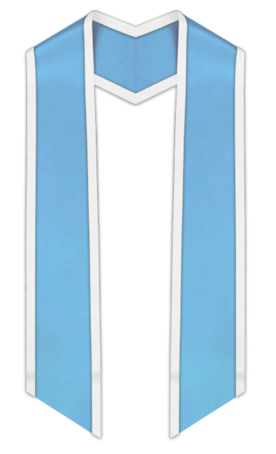 Light Blue Slanted Graduation Stole with White Trim