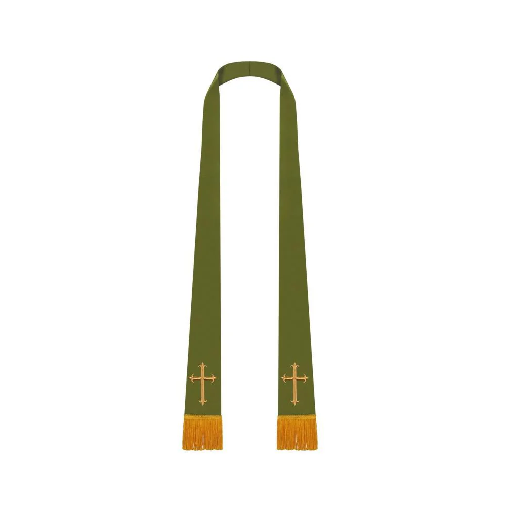 Olive Green Satin Clergy Stole - Image 3