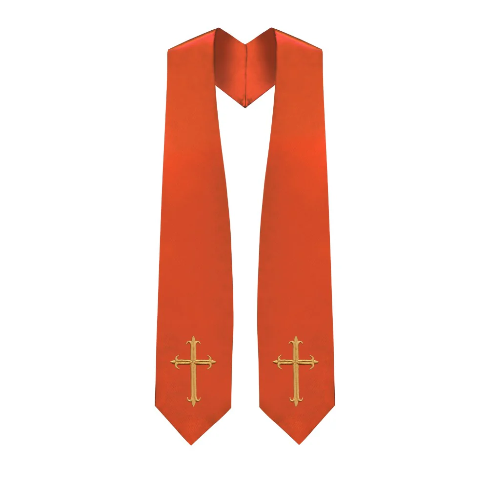 Orange Choir Stole with Crosses