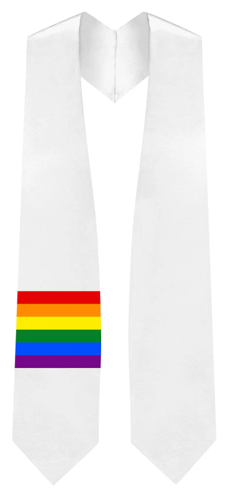 Rainbow LGBTQ Gay Queer Graduation White Sash/Stole - Image 3