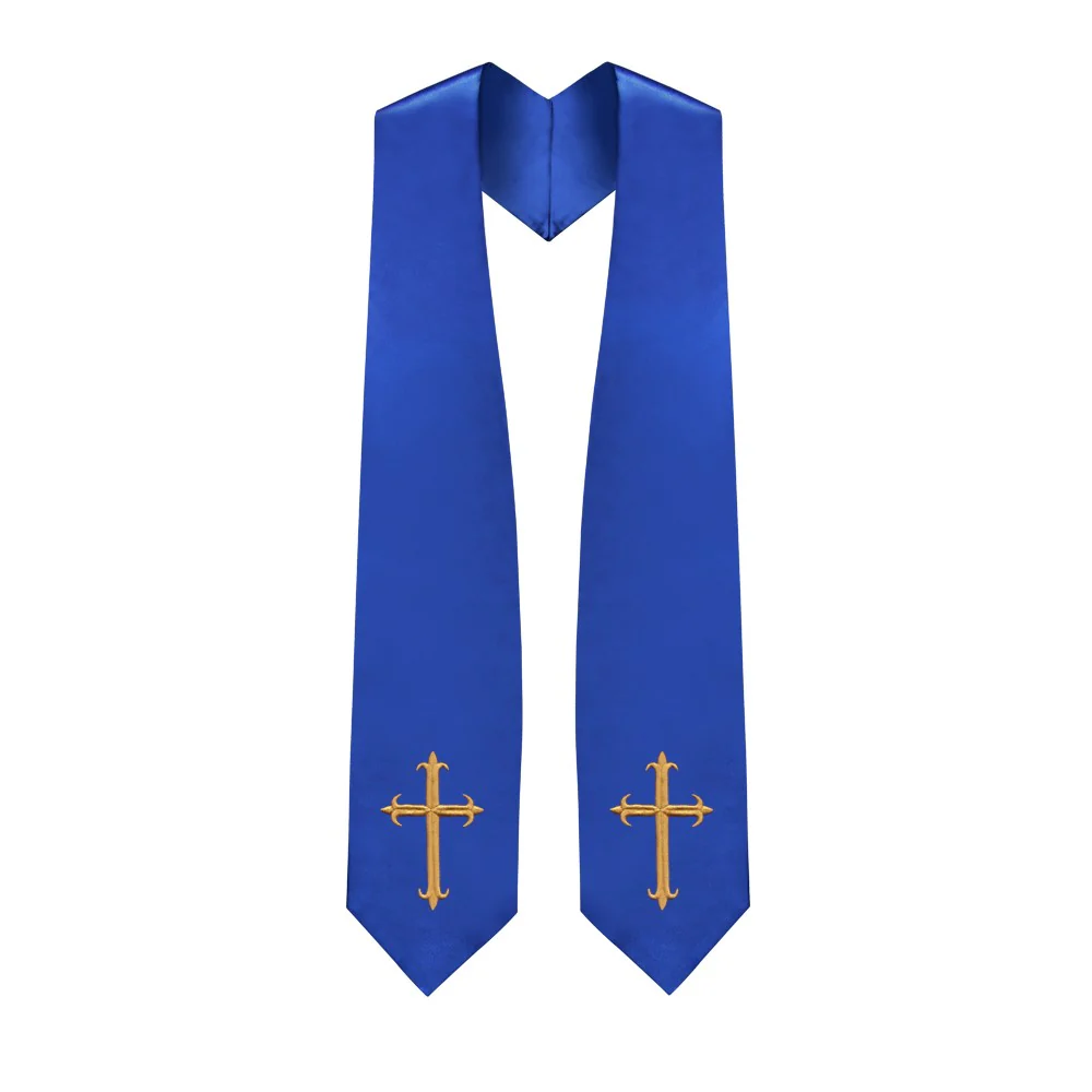 Royal Blue Choir Stole with Crosses