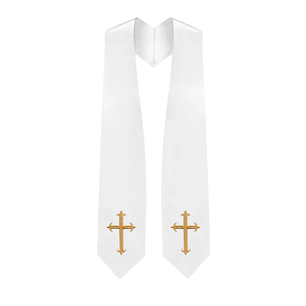 White Choir Stole with Crosses